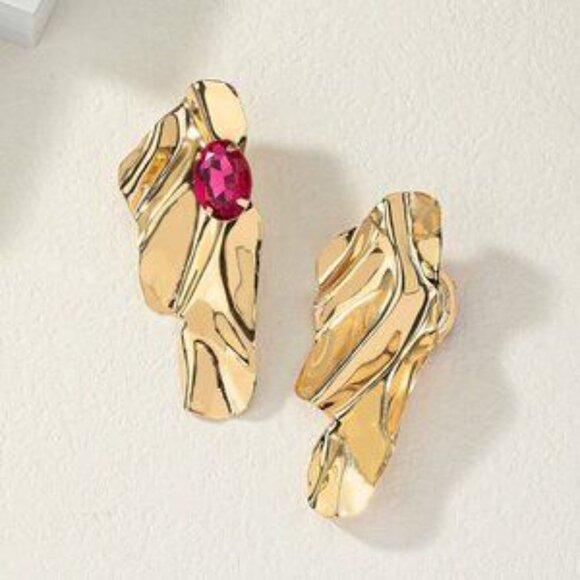 Multicolor Women's Exaggerated Sea Wave Shape Luxurious Earrings - Picture 6 of 6